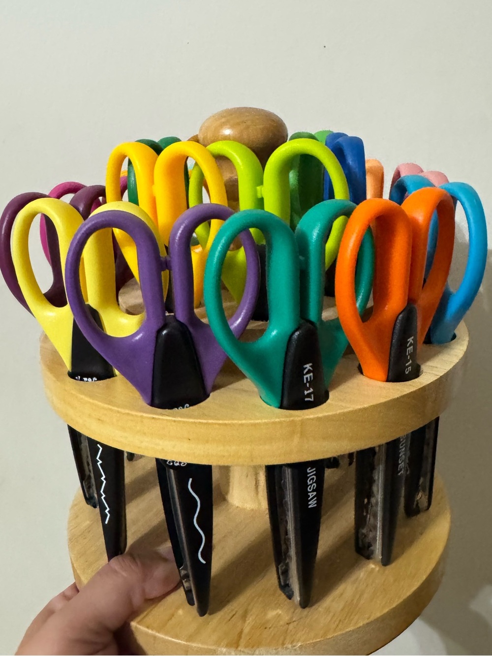Craft 18 Piece Multicolor Decorative Scissors Set with Wooden Carousel